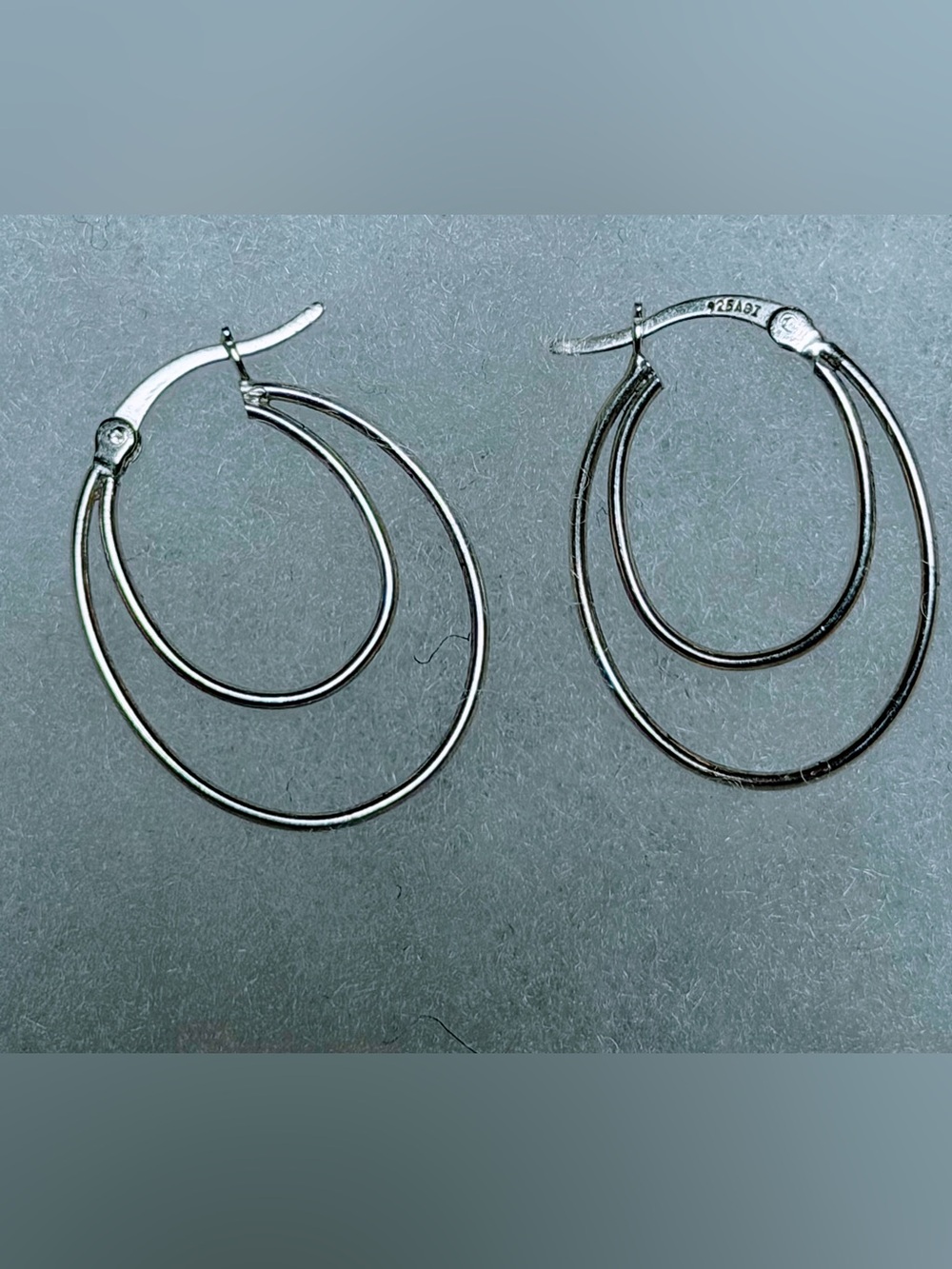 Sterling Silver Double Hoop Earrings - Silver